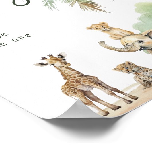 ジャングルサファリ動物の赤ちゃんシャワー好意サイン ポスター (角)