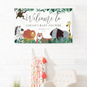 ジャングルサファリ動物の赤ちゃんシャワー歓迎サイン 横断幕 (インサイチュ)