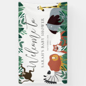 ジャングルサファリ動物の赤ちゃんシャワー歓迎サイン 横断幕 (縦)