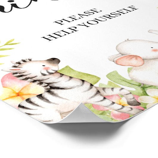 ジャングルサファリ動物の赤ちゃんシャワー飲料の看板 ポスター (角)