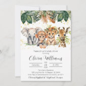 ジャングルサファリ動物エレガントの赤ちゃん 招待状 (正面)