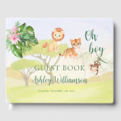 ジャングルサファリ動物オ男の子の赤ちゃんシャワー ゲストブック (正面)