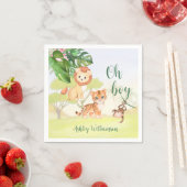 ジャングルサファリ動物オ男の子の赤ちゃんシャワー スタンダードカクテルナプキン (インサイチュ)