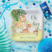 ジャングルサファリ動物オ男の子の赤ちゃんシャワー ペーパープレート (パーティー)