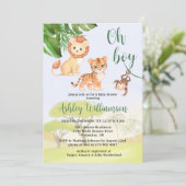 ジャングルサファリ動物オ男の子の赤ちゃんシャワー 招待状 (スタンド正面)