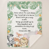 ジャングルサファリ動物カスタムのメッセージ シェルパブランケット (正面)