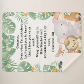 ジャングルサファリ動物カスタムのメッセージ シェルパブランケット (正面(横))