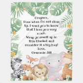 ジャングルサファリ動物カスタムのメッセージ フリースブランケット (正面)