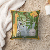 ジャングルサファリ動物キッズルーム枕 クッション (ブランケット)