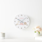 ジャングルサファリ動物キッズ子供部屋ウォール時計 ラウンド壁時計 (ホーム)