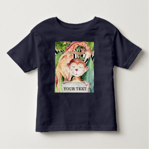 ジャングルサファリ動物キリンパーソナライズされたサル トドラーTシャツ