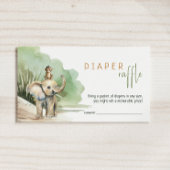 ジャングルサファリ動物ベビーシャワーおむつラッフル エンクロージャーカード