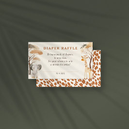 ジャングルサファリ動物ベビーシャワーおむつラッフル エンクロージャーカード