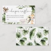 ジャングルサファリ動物ベビーシャワーおむつラッフル エンクロージャーカード (正面/裏面)