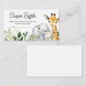 ジャングルサファリ動物ベビーシャワーおむつラッフル エンクロージャーカード (正面/裏面)