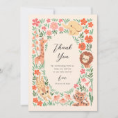 ジャングルサファリ動物ベビーシャワーサンキューカード 招待状 (正面)