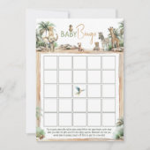 ジャングルサファリ動物ベビーシャワーベビービンゴカード 招待状 (正面)