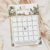 ジャングルサファリ動物ベビーシャワーベビービンゴカード 招待状