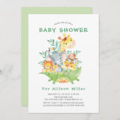 ジャングルサファリ動物ベビーシャワー招待状 招待状 (正面/裏面)