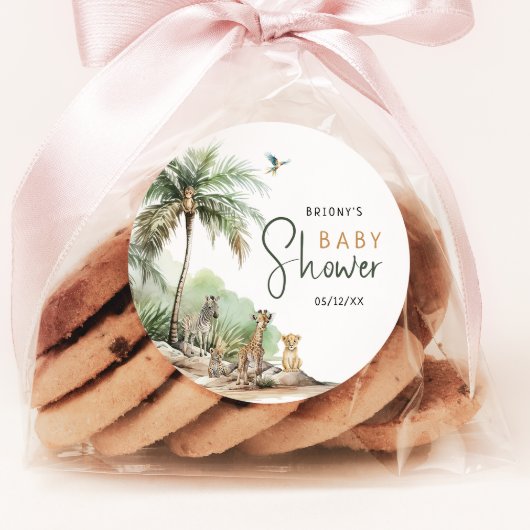 ジャングルサファリ動物ベビーシャワー ラウンドシール