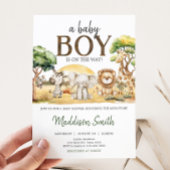 ジャングルサファリ動物ベビーシャワー 招待状