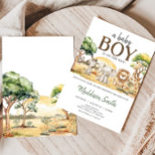 ジャングルサファリ動物ベビーシャワー 招待状