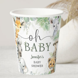 ジャングルサファリ動物ベビーシャワーOh Baby 紙コップ