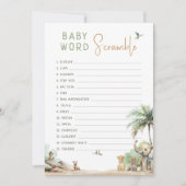 ジャングルサファリ動物ベビー単語スクランブルゲームカード 招待状 (正面)