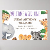 ジャングルサファリ動物ベビー誕生のお知らせ ポスター (正面)