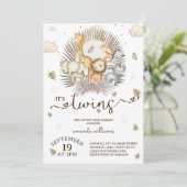 ジャングルサファリ動物双生児ベビーシャワー 招待状 (スタンド正面)