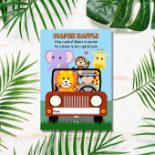 ジャングルサファリ動物園の動物の赤ちゃんシャワーおむつラッフル エンクロージャーカード