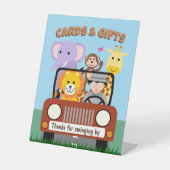 ジャングルサファリ動物園の動物の赤ちゃんシャワーカード&ギフト 台座サイン (正面)