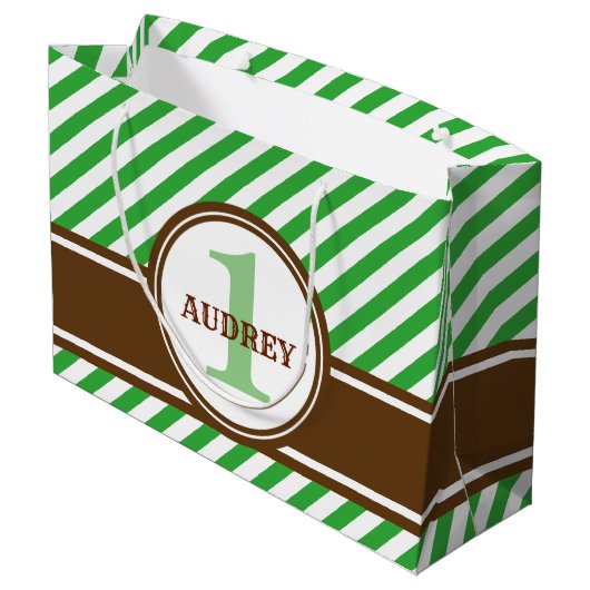 ジャングルサファリ動物園の動物誕生日ベビーシャワー ラージペーパーバッグ (裏面アングル)