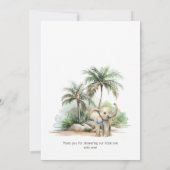 ジャングルサファリ動物垂直ベビーシャワーフラット サンキューカード (裏面)