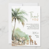 ジャングルサファリ動物垂直ベビーシャワー写真 サンキューカード (正面)