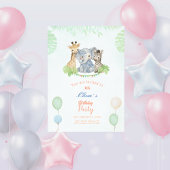 ジャングルサファリ動物子供の誕生日 招待状
