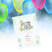 ジャングルサファリ動物子供の誕生日 招待状