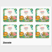 ジャングルサファリ動物感謝してい誕生日ユーステッカー スクエアシール (シート)