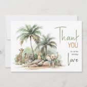 ジャングルサファリ動物横型バースデーパーティー サンキューカード (正面)