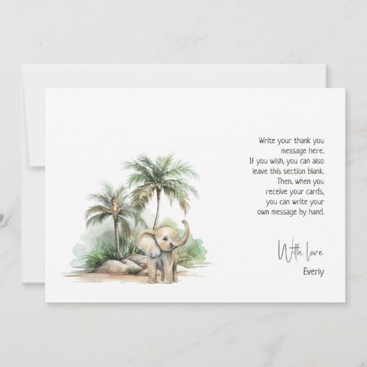 ジャングルサファリ動物横型バースデーパーティー サンキューカード (裏面)