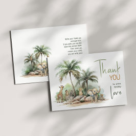 ジャングルサファリ動物横型バースデーパーティー サンキューカード