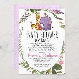 ジャングルサファリ動物熱帯性ベビーシャワー（郵便） 招待状