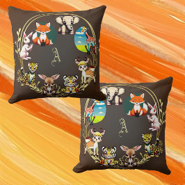 ジャングルサファリ動物王国ダークウッズモノグラム クッション