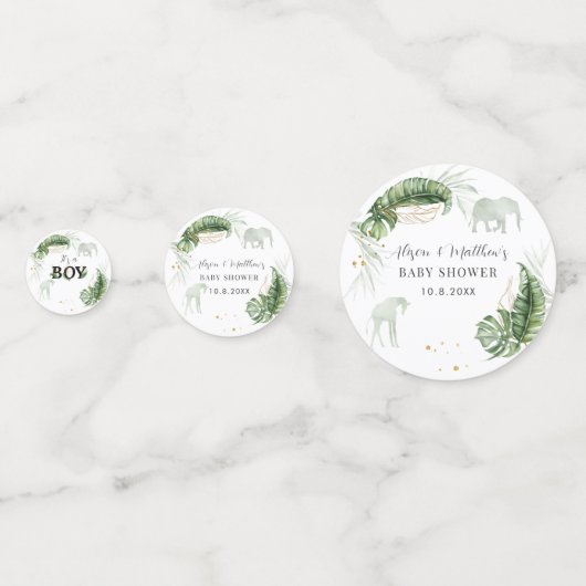 ジャングルサファリ動物自然ボーイベビーシャワー コンフェッティ (裏面)