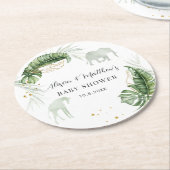 ジャングルサファリ動物自然ボーイベビーシャワー ラウンドペーパーコースター (アングル)