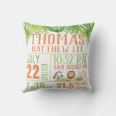 ジャングルサファリ動物誕生統計男の赤ちゃん子供部屋 クッション (裏面)