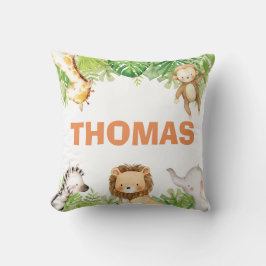 ジャングルサファリ動物誕生統計男の赤ちゃん子供部屋 クッション