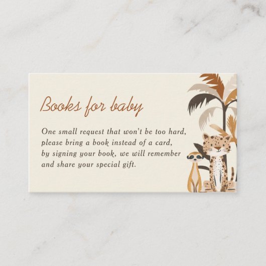 ジャングルサファリ動物赤ちゃんシャワーベビー エンクロージャーカード (正面)