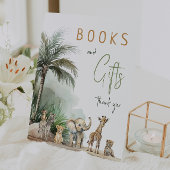 ジャングルサファリ動物赤ちゃんシャワー本とギフト 台座サイン