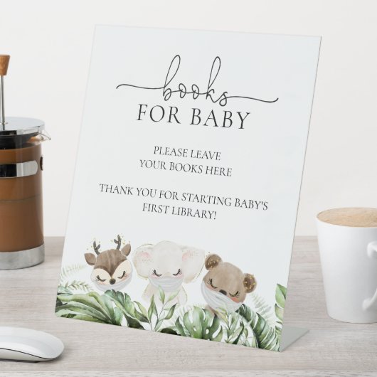 ジャングルサファリ動物赤ちゃんシャワー本ベビーP 台座サイン (インサイチュ)